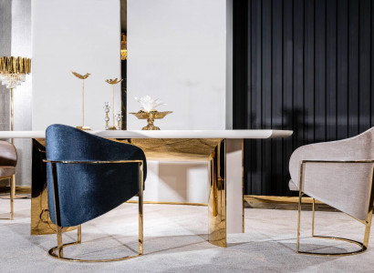 Esszimmer Stuhl Luxus stuhl Metall mit Textil Neu Stühle Stil Modern